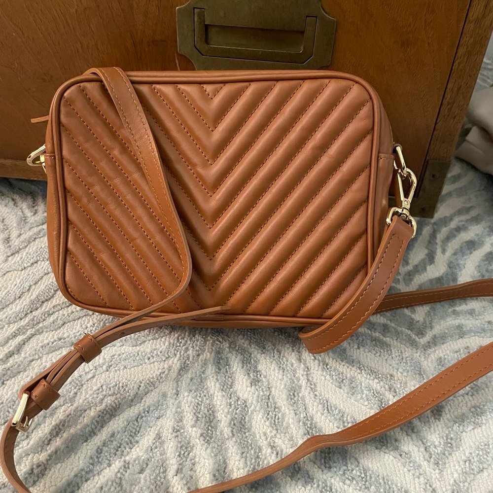 Quince Elegant Tan Quilted Crossbody Bag